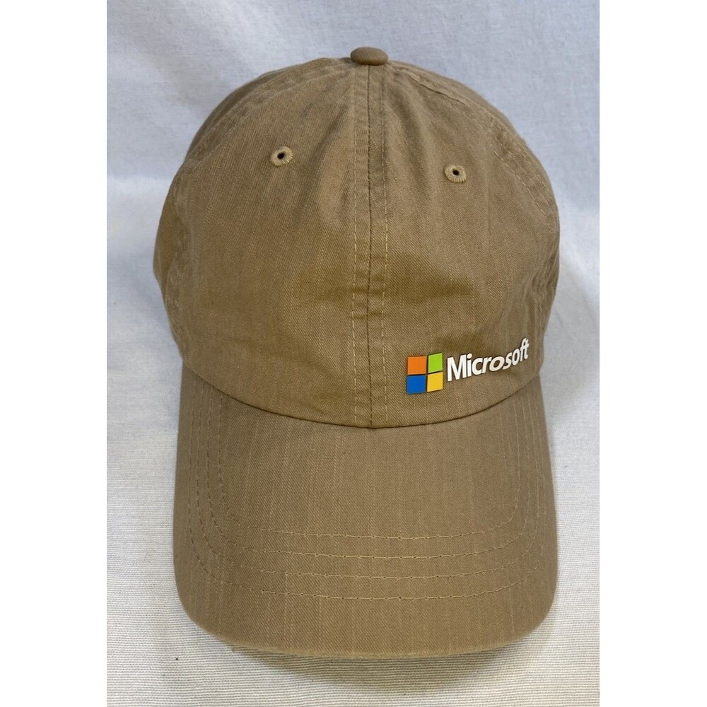 Microsoft Logo Strapback  Khaki Adjustable Hat Cap Cotton Computer Men Women